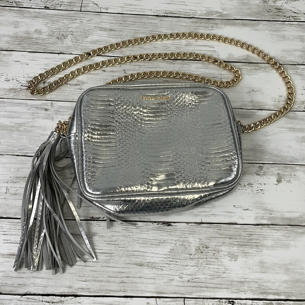 VICTORIA’S SECRET SILVER CROSSBODY purse